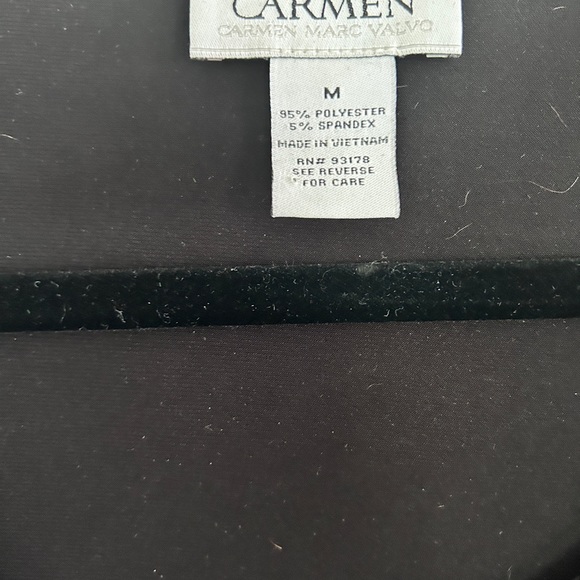 Carmen Marc Valvo Black Draped Neck Top Size Medium - Picture 5 of 8